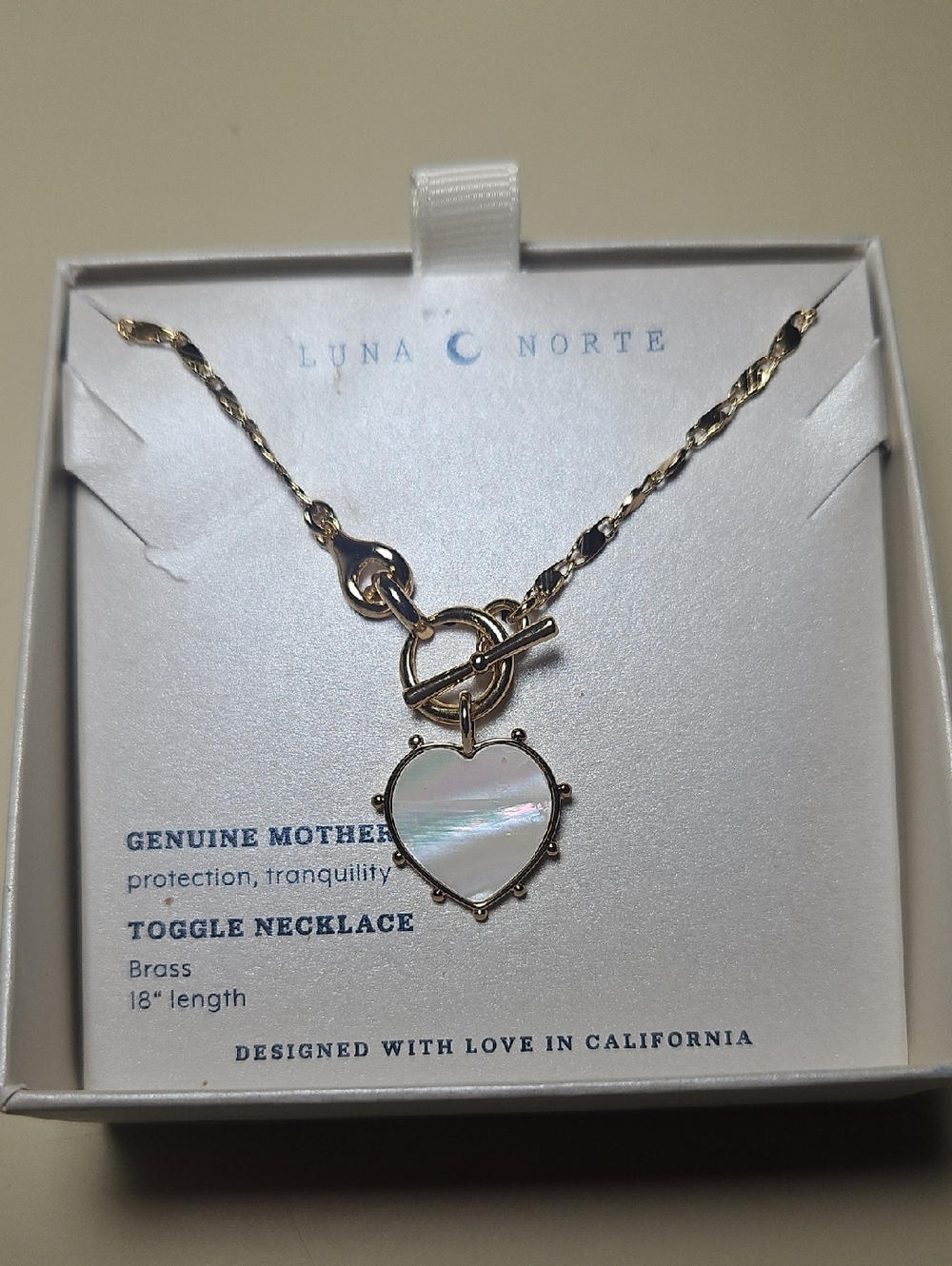 Luna Norte Genuine Mother of Pearl Toggle Necklace